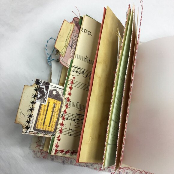 Writing Junk Journal Vintage Style Fabric Cover Diary Includes Ephemera No 6 u - Picture 9 of 10